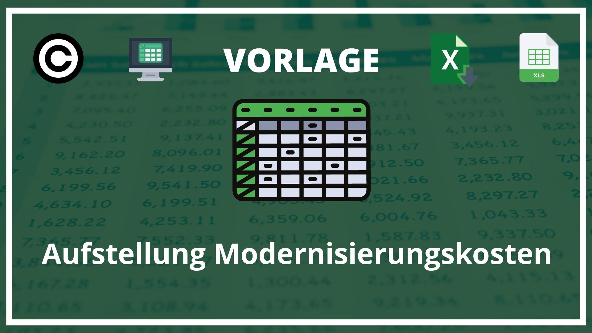 Aufstellung Modernisierungskosten Vorlage Excel