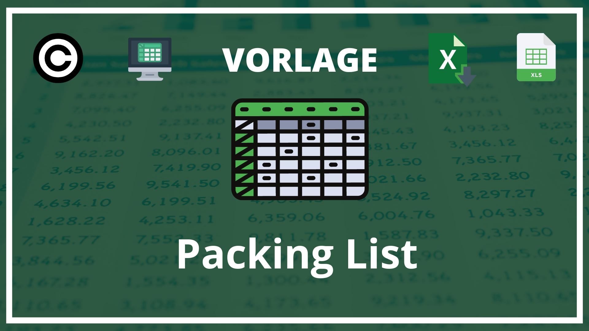 Packing List Vorlage Excel